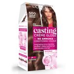 L'Oréal Paris Casting Crème Gloss Hair Dye Semi-Permanent, Ammonia-Free Formula & Honey-Infused Conditioner, Glossy Finish, Colour for Up to 28 Shampoos, Colour: 500 Medium Brown