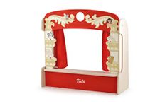 Trudi Sevi Wooden Table Theatre with Plush Puppets - 58x56x21 cm, Multicolour Stage for Creative Storytelling, Hand-Painted Wooden Toy, Safe & Durable, Perfect for Imaginative Play and Learning