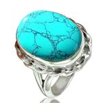 Natural Turquoise Gemstone Ring 925 Sterling Silver Handmade Jewelry for Women (Turquoise, Size 7)