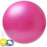 Vaupan Exercise Ball Yoga Ball for Home Gym, 65cm Stability Ball for Workout Fitness, Anti-Burst, Slip Resistant Balance Ball Chair for Office, Swiss Ball with Air Pump for Physical Therapy (Pink)