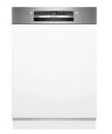 Bosch Series 4 Semi-Integrated Built-in Dishwasher, White Silver, Stainless Steel, 14 Place Settings, Quick Wash, SMI4IKS00I