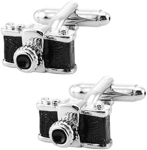 Jonwo Vintage Camera Cufflinks for Men in Gift Box Unique Funny Photographer Cufflinks for Business Wedding Anniversary Shirt, 16 x 10mm, Stainless Steel, no gemstone