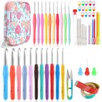 Vodiye 21 Sizes Ergonomic Crochet Hooks Set 0.5–10.0mm with Case, Soft Grip Crochet Needles for Crocheting Comfort