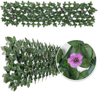 Expanding Garden Trellis Panels Expandable Garden Fence Screening with Flower | Expandable Fence Privacy Screen | Faux Ivy Privacy Screen | Garden Greenery | Balcony - 200x30cm (Purple Flower)