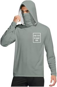 Custom Fishing Hoodies for Men with Face Mask and Neck Gaiter Long Sleeve UPF 50+ Sun Shirt Personalized Your Own Design Cooling Hoodie Construction Work Shirts Lightweight 02#,Gray,Medium