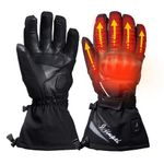 Lonheo Heated Gloves Electric Gloves Men Women Battery Gloves Motorcycle Gloves Winter Snowboard Snow Ski Gloves Warmer (Black-with anti-drop shell, L)