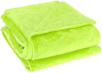 uxcell Flannel Fleece Blanket Soft Lightweight Plush Microfiber Bed or Couch Blanket, Chartreuse Queen