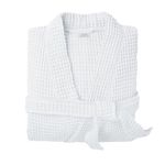 Allure Bath Fashions Unisex Bathrobe Lightweight Textured Waffle Robe - Soft Hotel Spa Dressing Gown, Kimono (Large/Extra Large, White)