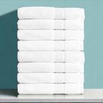 Luzia Bath Towels (Set of 8) - 100% Turkish Cotton, Premium Quality, Ultra Absorbent and Super Soft (White)