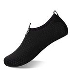 Barefoot Water Shoes Aqua Spotrs Socks Quick-Dry Beach Swim Snorkeling Surf Diving Pool Yoga Shoes for Mens Womens (S108-Black,6/7UK)