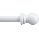 Curtain Rods for windows,1" Diameter Metal Single Adjustable Telescoping Curtain Rod with Finials (White, 30-60")