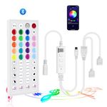 VIPMOON Bluetooth LED Controller 5-24V Support APP/Music Sync/IR Remote, 2 Ports Output 4Pin 44 Keys Music Controller for RGB Colorful RGBW 5050 2835 3528 Light Strip