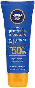 NIVEA SUN Protect & Moisture Sunscreen Lotion 100ml | SPF 50+ Face Sunscreen | Protect and Lock Moisture | Water Resistant