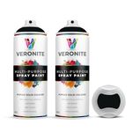 Veronite® Matt Black RAL 9005 Spray Paint | Double Pack 2 x 400ml | All-in-one Primer, Undercoat & Topcoat, Satin Finish | Ideal for Metal, Furniture, Plastic, Ceramic, Wood | 2 x 400ml Double Pack