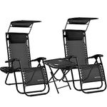 Rainberg Zero Gravity Chair, and table Set of 2 Heavy Duty, Outdoor & Garden Sun loungers, Reclining & Folding Chair with Cup Holder, Headrest Pillow, outdoor chair (2 Pack Chairs with Table)