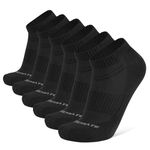 Closemate Mens Ankle Socks 6 Pairs Black Athletic Low Cut Socks for Women Wicking Cushioned Anti Blister Cotton Running Sport Short Socks(6 Black, Size M)