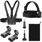 T Tersely [7 in 1] Head + Chest Harness Strap Mount for GoPro Hero 12 11 10 9 8 7 Black 6 5 4 DJI Osmo Action 2 3 SJCAM Xiaomi Yi Sport Camera, with Quick Clip Elastic Head, Helmet Screw Accessories