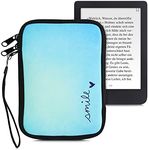 kwmobile Neoprene e-Reader Pouch Size 6" eReader - Universal eBook Sleeve Case with Zipper, Wrist Strap - Blue/Turquoise