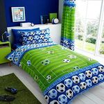 T&A Textiles and Hosiery Ltd Football Goal Shoot Kid Boys Single Bed Duvet Quilt Cover Bedding Set Green Blue