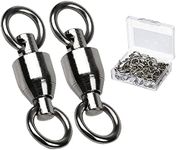 AMYSPORTS Barrel Ball Bearing Swivel Saltwater Stainless Rolling Fishing Swivel Steel High Strength Fishing Swivels Connector Solid Welded Rings Black Nickel 25pcs 31lbs