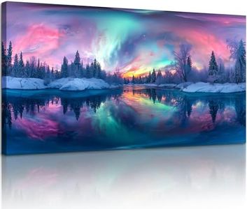 SERIMINO Aurora Landscape Wall Art, Winter Lake Forest Wall Decor20 X40