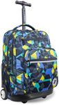 J World New York Sundance Rolling Backpack Girl Boy Roller Bookbag, Cubes, 20 X 13 X 9" (H X W X D)", Sundance Rolling Backpack Girl Boy Roller Bookbag