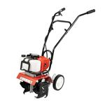 52cc 2-Stroke Petrol Garden Tiller Cultivator, Gas Powered Soil Tiller, 4 Steel Blades, Working Width 11.8in Depth 1.18-4.72in, for Tilling Plowing Weeding Furrowing Garden Farm Use