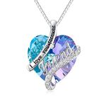 OCJ Gifts for Friend Sterling Silver I Love You Forever Friend Pendant Necklace with Purple Heart Crystal Jewellery Birthday Christmas Valentines Friendship Gifts for Women Girls Her