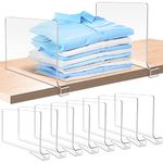 8Pcs Acrylic Shelf Dividers for Closet, ToyaJeco Adjustable Clear Closet Shelf Divider for Wood Shelves, Multifunctional Purse Organizer Clothes Separator for Bedroom Kitchen Cabinets