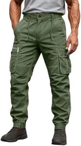 Febteebou Cargo Pants for Men Workout Joggers Stretch Sweatpants Hiking Drawstring Tactical Pants with Multi Pockets