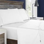 Columbia Omni Freeze Super Soft Breathable, Moisture-Wicking, Cooling Sateen Flat Sheet, Fitted Sheet, and Pillow Case Set, Luxury 4 Piece White King Bedsheets Set