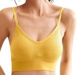 DAVINA FASHIONS Women's Cotton Lightly Padded Wire Free Bralette Bra (nlow-010_Yellow_Free-Size(26-34 Bust-Size))