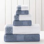 Amrapur Overseas 600 GSM 6-Piece Towel Set with Filgree Jacquard Border, Blue