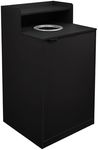 Flash Furniture Dell Trash Can Enclosure with Tray Shelf and 8" Drop Hole, Commercial Grade Trash Receptacle for 32 Gallon Round Cans, Swing Door Access, Black