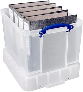 Really Useful Box 35 Liter Plastic Stackable Storage Container with XL Snap Lid & Built-In Clip Lock Handles for Home or Office Organization, Clear