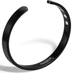 MagnetRX® Magnetic Bracelets for Men - Elegant Bangle, Golf/Tennis Elbow, and Balance - Men’s Cuff Magnetic Bracelet (Black | Large)