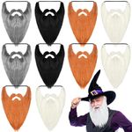 Hotop 12 Pcs Halloween Fake Beards Costume Funny Fake Mustache Dwarf Gnome Beard Facial Accessories with Adjustable Rope for Males Costume Party Cosplay Supplies (15.7 x 7.9 Inches)