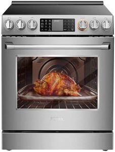 FOTILE RES30552 Stainless Steel 30" Slide-In Electric Range with True Convection and Air Fry, 5-Burner Stove, 5.7 Cu. Ft. Oven, Self-Cleaning Mode, FreshBake Feature, and Easy-Touch Controls