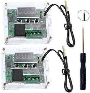 WWZMDiB 2 Pcs XH-W1209 12V Temperature Controller LED Display -50~110℃ with housing and 50 cm Temperature Probe 12V Thermostat