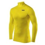 TCA Boys' HyperFusion Compression Base Layer Top Long Sleeve Under Shirt - Mock Neck - Mock/Crew Neck - Sonic Yellow Mock Neck, 6-8 Years