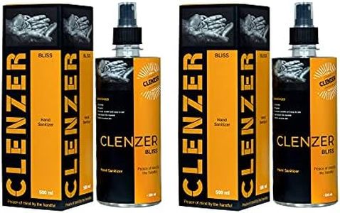 CLENZER Bliss Alcohol Based Liquid Hand Sanitizer Spray-80% Ethyl Alcohol,Kills 99.9% Bacteria&Germs,Prevents Skin Dryness,Signature Fragrance,No Parabens,No Sulphate&No Color (Pack Of 2 X 500 Ml)