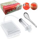 Caviar Maker Box, Spherification Dropper, Molecular Gastronomy Kit, 96 Holes Roe Sauce Dispenser Strainer Tools with Caviar Spoon, Syringe & Suction Tray