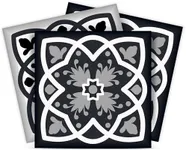 Mi Alma Black and White Tile Stickers Peel and Stick Tile Stickers 24 PC Set backsplash Tile Decals Bathroom & Kitchen Vinyl Wall Decals Just Peel Stick Home Decor (Flowers Tiles, 5x5 Inch)