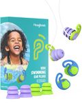 Hearprotek Swimming Ear Plugs for Kids, 2 Pairs Reusable Silicone Waterproof Earplugs for Small Ear Canals Toddlers∣Child Ear Protection for Swim Ear,Shower,Bath,Pool and Water Sports (3-12yrs) BU+PL
