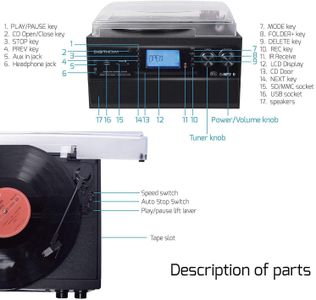 DIGITNOW Bluetooth Record Player – Vinyl Turntable with Built-In Speakers