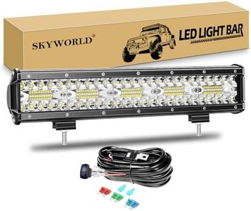 SKYWORLD LED Work Light Bar 15 Inch 300 W White LED Headlight Work Light Additional Headlight with 12 V Rocker Wiring Harness for Car Offroad Tractor Car Truck SUV UTV ATV