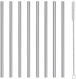 Cocktail Straws Reusable Metal Straws Stainless Steel Short Straw with Cleaner Brush 160mm Long 6mm Wide for Cocktail Rock Gin Glass Coffee Cup Mason Jar Fruit Juice Food Grade 8 Pcs