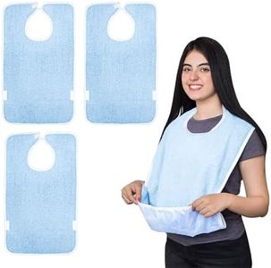 Avalon Towels Adult Bibs for Eating - Waterproof Bibs Clothing Protectors with Crumb Catcher - Adult Bibs for Elderly Men & Women