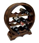 COTA Global Wooden Wine Rack Half Barrel Free Standing with 3 Layers Natural Wood Finish for Wine Storage, Display, Home Decoration, Unique and Elegant Design - Freestanding Wine Racks & Cabinets