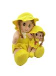 Jankee's Soft Mother Daughter Doll with Non-Toxic Fabric | Polyfill, Washable, Fine Stitching | safe for kids | 15inch (Yellow)